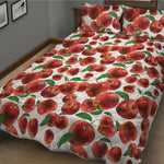 Red Apple Pattern Print Quilt Bed Set