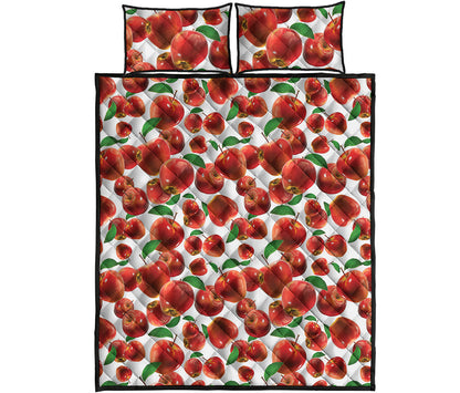 Red Apple Pattern Print Quilt Bed Set