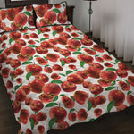 Red Apple Pattern Print Quilt Bed Set