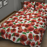 Red Apple Pattern Print Quilt Bed Set