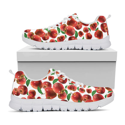 Red Apple Pattern Print White Sneakers