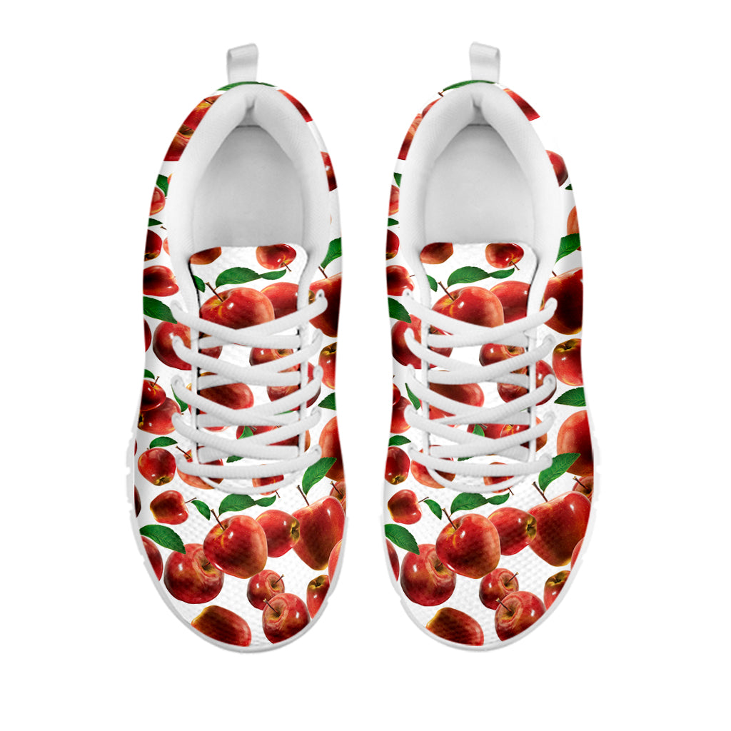 Red Apple Pattern Print White Sneakers