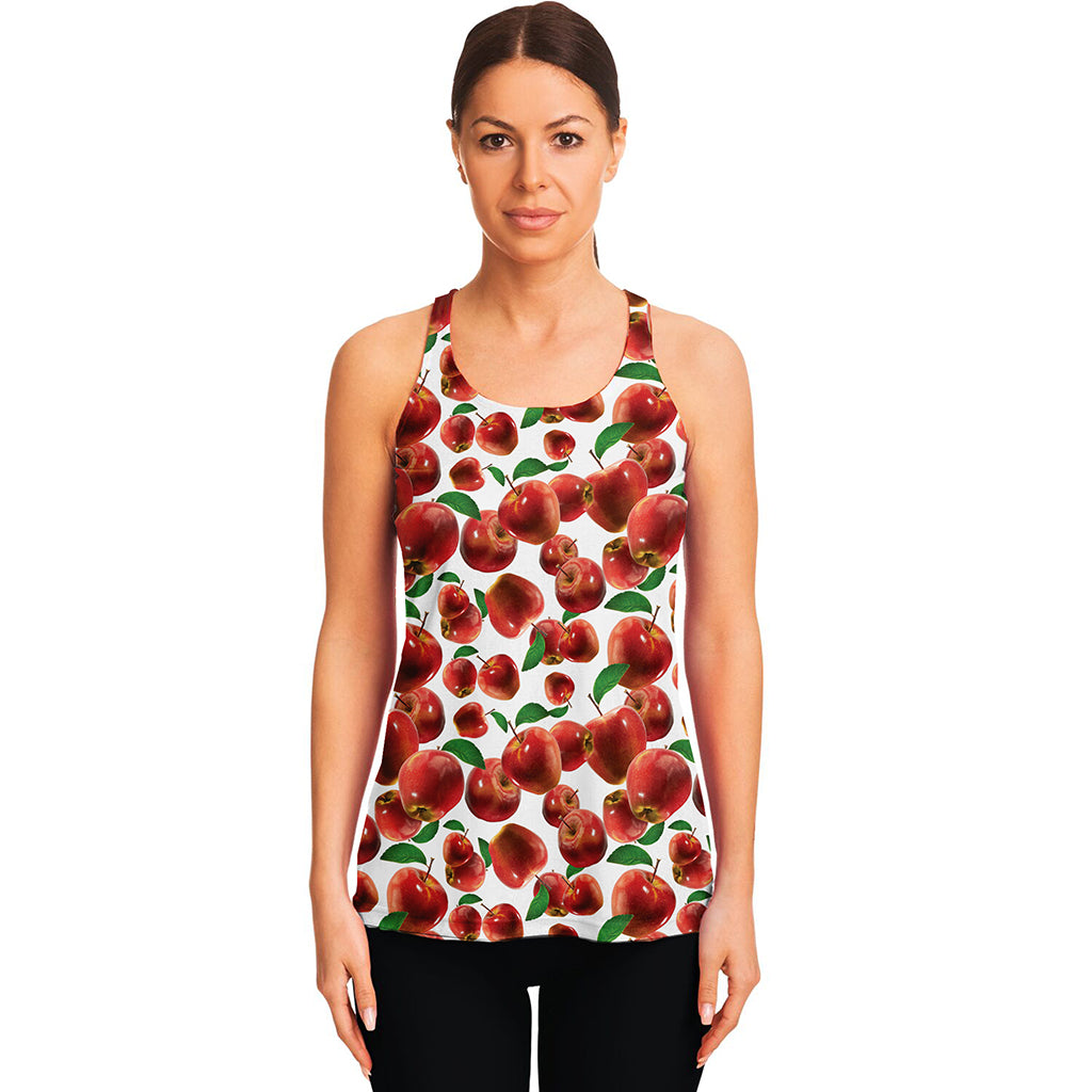 Red Apple Pattern Print Women's Racerback Tank Top