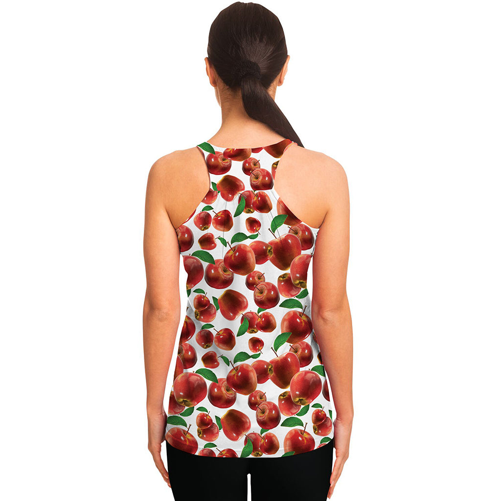 Red Apple Pattern Print Women's Racerback Tank Top