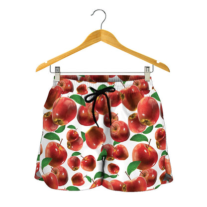 Red Apple Pattern Print Women's Shorts