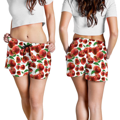 Red Apple Pattern Print Women's Shorts