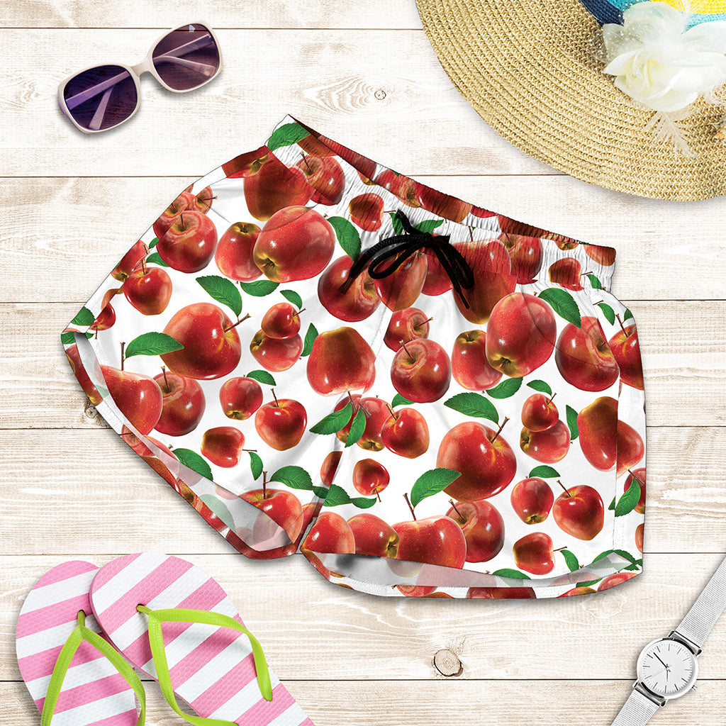 Red Apple Pattern Print Women's Shorts