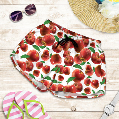 Red Apple Pattern Print Women's Shorts