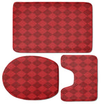 Red Argyle Pattern Print 3 Piece Bath Mat Set