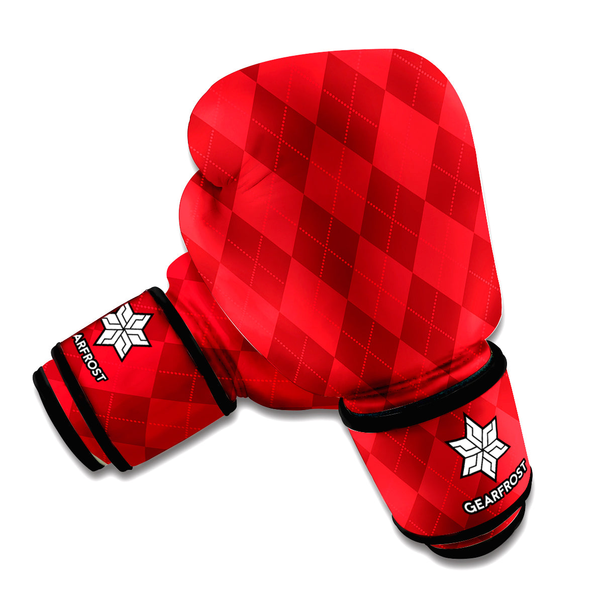 Red Argyle Pattern Print Boxing Gloves