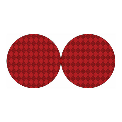 Red Argyle Pattern Print Car Coasters