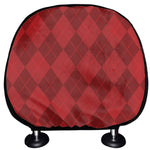 Red Argyle Pattern Print Car Headrest Covers