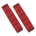 Red Argyle Pattern Print Car Seat Belt Covers