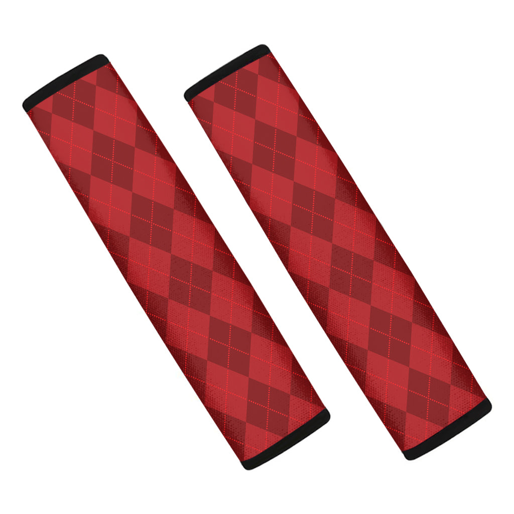 Red Argyle Pattern Print Car Seat Belt Covers