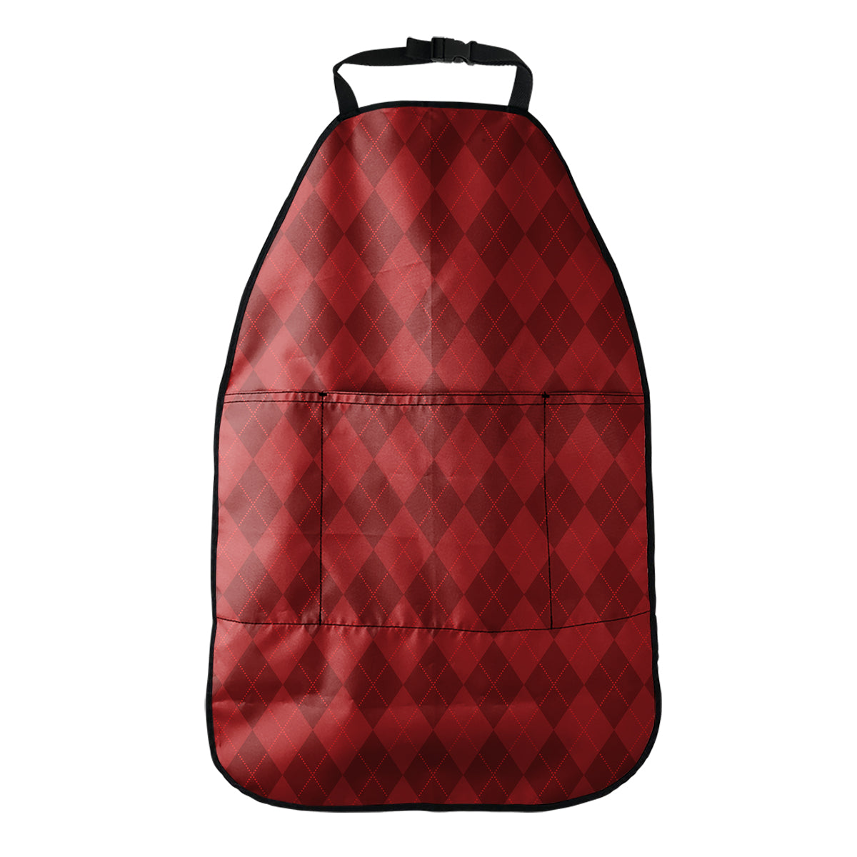 Red Argyle Pattern Print Car Seat Organizers