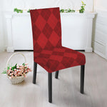 Red Argyle Pattern Print Dining Chair Slipcover