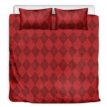 Red Argyle Pattern Print Duvet Cover Bedding Set