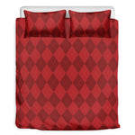 Red Argyle Pattern Print Duvet Cover Bedding Set