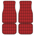 Red Argyle Pattern Print Front and Back Car Floor Mats