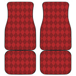 Red Argyle Pattern Print Front and Back Car Floor Mats