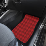 Red Argyle Pattern Print Front and Back Car Floor Mats