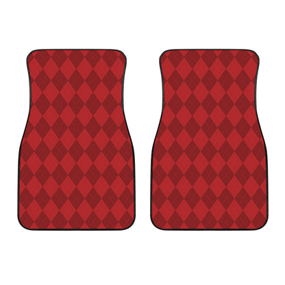 Red Argyle Pattern Print Front Car Floor Mats