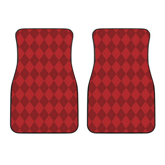 Red Argyle Pattern Print Front Car Floor Mats