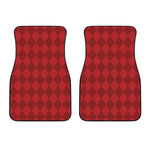 Red Argyle Pattern Print Front Car Floor Mats