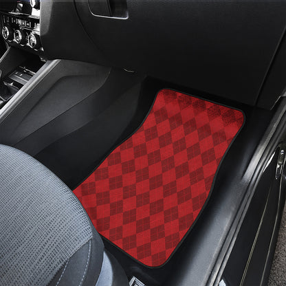 Red Argyle Pattern Print Front Car Floor Mats