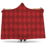 Red Argyle Pattern Print Hooded Blanket
