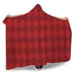 Red Argyle Pattern Print Hooded Blanket