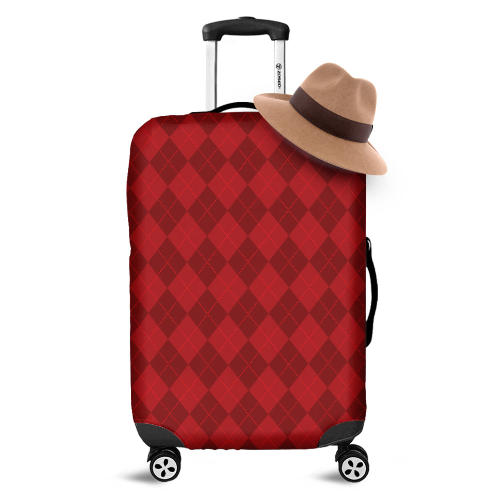 Red Argyle Pattern Print Luggage Cover