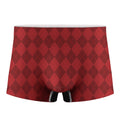 Red Argyle Pattern Print Men's Boxer Briefs