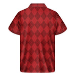 Red Argyle Pattern Print Men's Short Sleeve Shirt