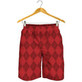 Red Argyle Pattern Print Men's Shorts