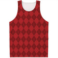 Red Argyle Pattern Print Men's Tank Top