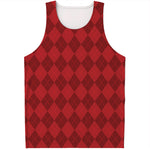 Red Argyle Pattern Print Men's Tank Top