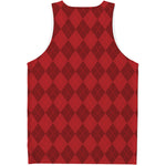 Red Argyle Pattern Print Men's Tank Top