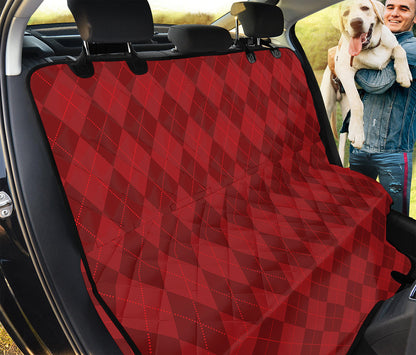 Red Argyle Pattern Print Pet Car Back Seat Cover