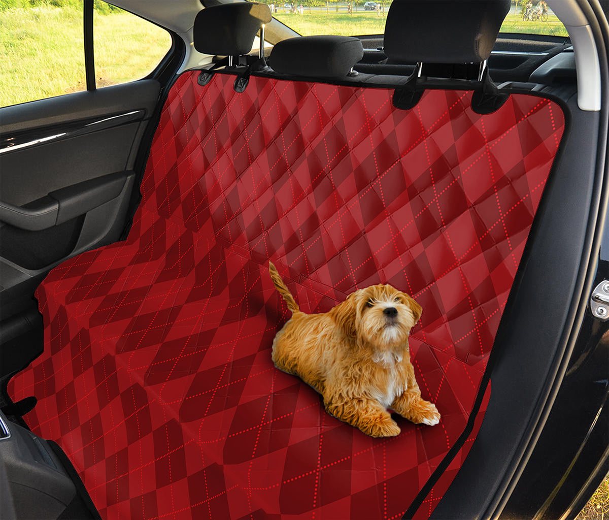 Red Argyle Pattern Print Pet Car Back Seat Cover