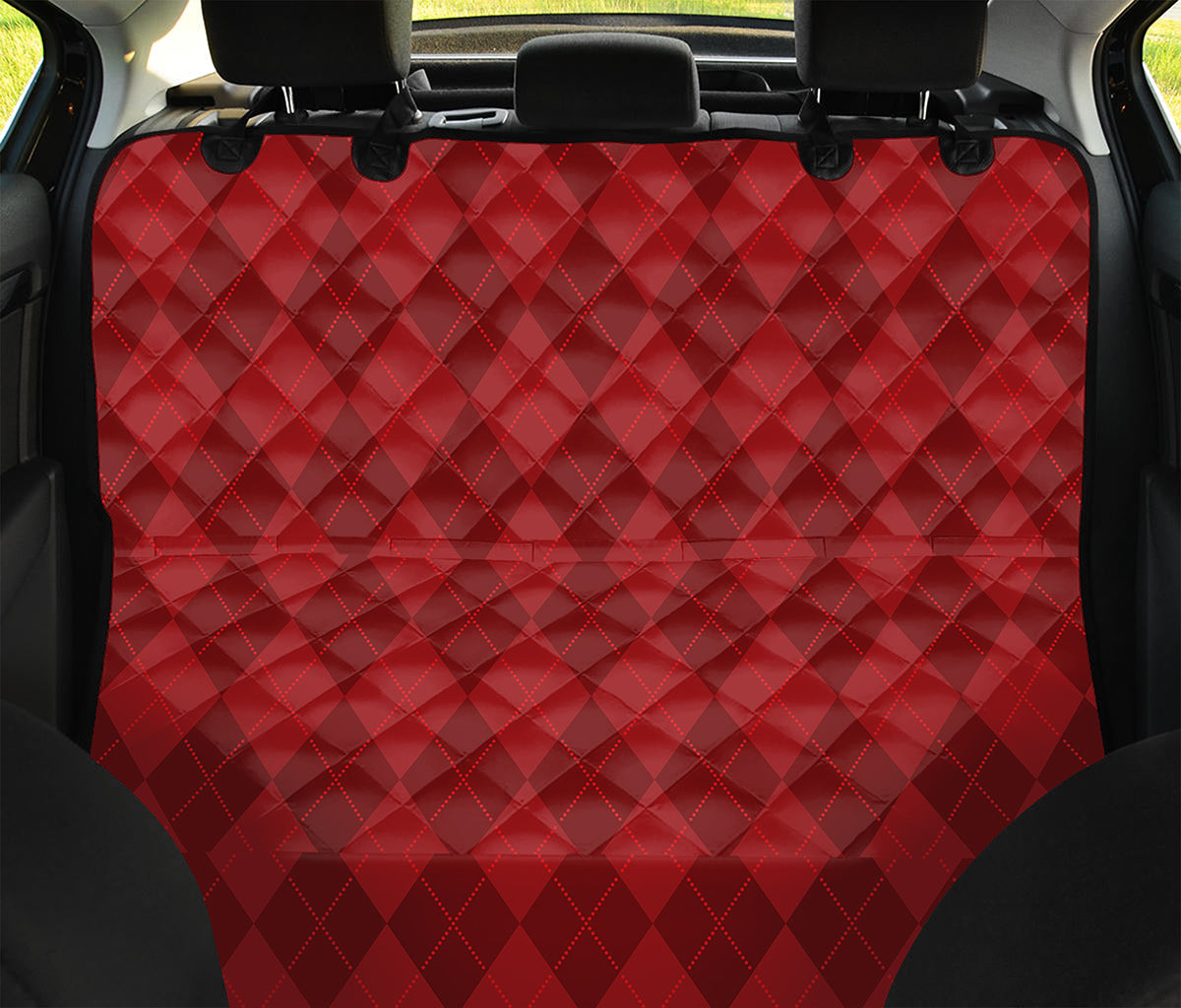 Red Argyle Pattern Print Pet Car Back Seat Cover