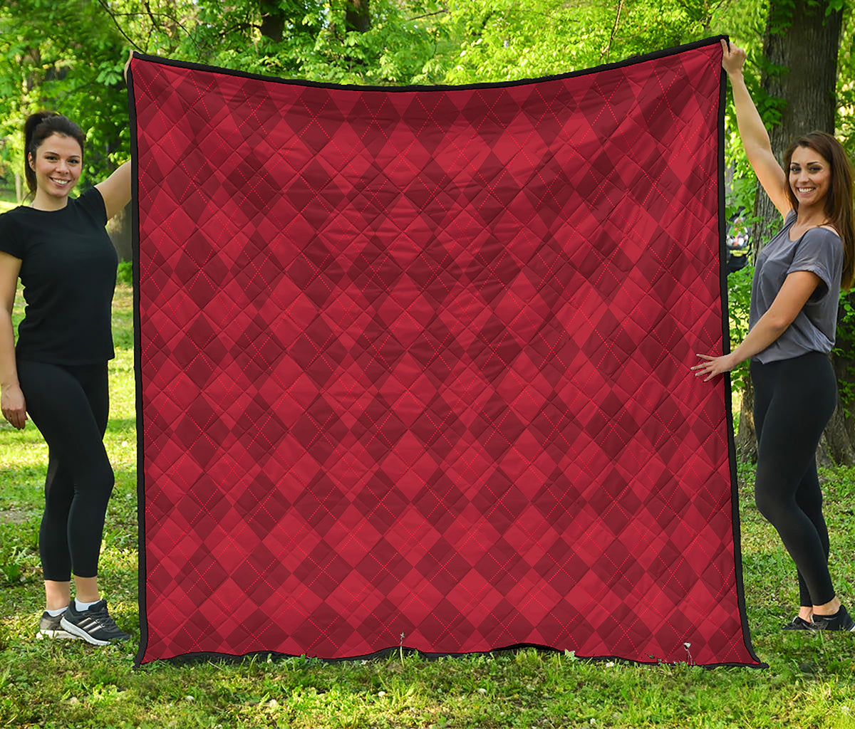 Red Argyle Pattern Print Quilt