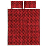 Red Argyle Pattern Print Quilt Bed Set