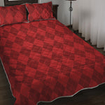 Red Argyle Pattern Print Quilt Bed Set