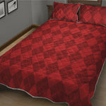 Red Argyle Pattern Print Quilt Bed Set