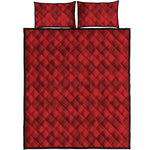 Red Argyle Pattern Print Quilt Bed Set