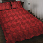 Red Argyle Pattern Print Quilt Bed Set