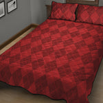 Red Argyle Pattern Print Quilt Bed Set