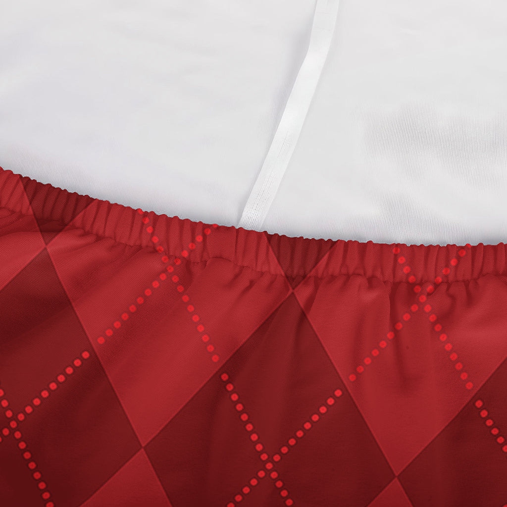 Red Argyle Pattern Print Sofa Cover
