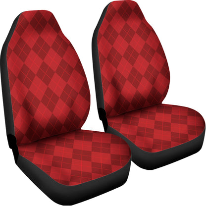 Red Argyle Pattern Print Universal Fit Car Seat Covers
